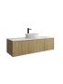 1500mm Prime Oak Wall Hung Bathroom Vanity 2 Drawers Grooved MDF Cabinet Only