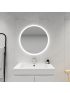 700mm Illuminated Round Bathroom LED Mirror With Touchless Switch 3 Color Lighting