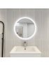 600mm Illuminated Round Bathroom LED Mirror Make Up With Touchless Switch 3 Color Lighting