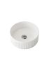 370x370x130mm Round Fluted Gloss White Ceramic Basin Ribbed Art Basin Above Counter Basin