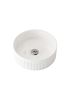 400x400x130mm Round Fluted Goss White Ceramic Basin Ribbed Art Basin Above Counter Basin