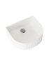 400x350x130mm Arch Fluted Gloss White Ceramic Basin Ribbed Art Basin Above Counter Basin