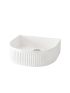 400x350x130mm Arch Fluted Gloss White Ceramic Basin Ribbed Art Basin Above Counter Basin