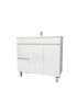 900mm Narrow Freestanding With Legs MDF Gloss White Left/Right Drawers Bathroom Vanity Cabinet Only