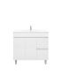 900mm Narrow Freestanding With Legs MDF Gloss White Left/Right Drawers Bathroom Vanity Cabinet Only