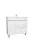 900mm Narrow Freestanding With Legs MDF Gloss White Left/Right Drawers Bathroom Vanity Cabinet Only