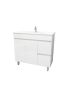 900mm Narrow Freestanding With Legs MDF Gloss White Left/Right Drawers Bathroom Vanity Cabinet Only