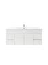 1200mm 2-Door 4-Drawer Wall Hung MDF Gloss White Finish Bathroom Vanity Cabinet Only