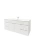 1200mm 2-Door 4-Drawer Wall Hung MDF Gloss White Finish Bathroom Vanity Cabinet Only