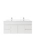 1200mm 2-Door 4-Drawer Wall Hung MDF Gloss White Finish Bathroom Vanity Cabinet Only