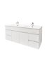 1200mm 2-Door 4-Drawer Wall Hung MDF Gloss White Finish Bathroom Vanity Cabinet Only