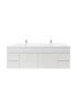 1500mm 2-Door 4-Drawer Wall Hung MDF Gloss White Finish Bathroom Vanity Cabinet Only