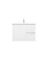 750mm Wall Hung Matte White Linear Surface Bathroom Cabinet With Right Hand Drawers Cabinet Only