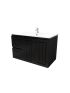 900mm Wall Hung Matte Black Linear Surface Bathroom Cabinet With Left Hand Drawers Cabinet Only