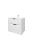 600mm Aria Matte White 2 PAC MDF 2 Drawers Wall Hung Bathroom Vanity With Handle