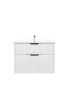 750mm Aria Matte White 2 PAC MDF 2 Drawers Wall Hung Bathroom Vanity With Handle