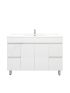 1200mm 2-Door 4-Drawer Freestanding With Legs PVC Gloss White Finish Bathroom Vanity Cabinet Only