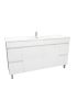 1500mm 2-Door 4-Drawer Freestanding With Legs PVC Gloss White Finish Bathroom Vanity Cabinet Only