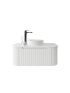 900mm Wall Hung PVC Matte White Ribbed Design Curved Edge Bathroom Vanity Cabinet Only