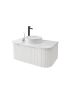 900mm Wall Hung PVC Matte White Ribbed Design Curved Edge Bathroom Vanity Cabinet Only