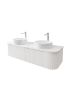 1500mm Wall Hung PVC Matte White Ribbed Design Curved Edge Bathroom Vanity Cabinet Only