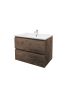 750mm Wall Hung Bathroom Vanity Dark Oak Wood Grain 2 PAC Coating MDF Board