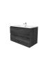 900mm Wall Hung Bathroom Vanity Dark Grey Wood Grain 2 PAC Coating MDF Board