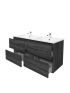 1200mm Wall Hung Bathroom Vanity Dark Grey Wood Grain High density MDF board with 2 PAC finish