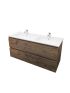 1200mm Wall Hung Bathroom Vanity Dark Oak Wood Grain 2 PAC Coating MDF Board