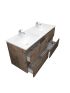 1200mm Wall Hung Bathroom Vanity Dark Oak Wood Grain 2 PAC Coating MDF Board