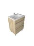 600mm Freestanding Bathroom Vanity With Legs White Oak Wood Grain 2 PAC Coating MDF Board