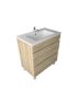 750mm Freestanding Bathroom Vanity With Legs White Oak Wood Grain 2 PAC Coating MDF Board 