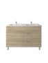 1200mm Freestanding With Legs Bathroom Vanity White Oak Wood Grain 2 PAC Coating MDF Board with Double Bowl