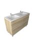 1200mm Freestanding With Legs Bathroom Vanity White Oak Wood Grain 2 PAC Coating MDF Board with Double Bowl