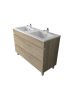 1200mm Freestanding With Legs Bathroom Vanity White Oak Wood Grain 2 PAC Coating MDF Board with Double Bowl