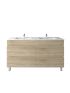 1500mm Freestanding With Legs Bathroom Vanity White Oak Wood Grain 2 PAC Coating MDF Board with Double Bowl