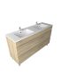 1500mm Freestanding With Legs Bathroom Vanity White Oak Wood Grain 2 PAC Coating MDF Board with Double Bowl