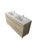 1500mm Freestanding With Legs Bathroom Vanity White Oak Wood Grain 2 PAC Coating MDF Board with Double Bowl