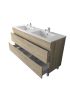 1500mm Freestanding With Legs Bathroom Vanity White Oak Wood Grain 2 PAC Coating MDF Board with Double Bowl