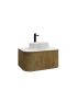 750mm Prime Oak Curved Edge and V-Grooved Wall Hung Bathroom Vanity MDF Cabinet Only