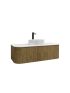 1200mm Prime Oak Curved Edge and V-Grooved Wall Hung Bathroom Vanity MDF Cabinet Only