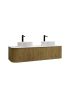 1500mm Prime Oak Curved Edge and V-Grooved Wall Hung Bathroom Vanity MDF Cabinet Only