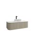 1200mm Coastal Oak Curved Edge and V-Grooved Wall Hung Bathroom Vanity MDF Cabinet Only