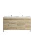 1500MM White Oak MDF Bathroom Vanity 4 Side Drawers 2 Middle Doors Free Standing Cabinet Only