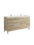 1500MM White Oak MDF Bathroom Vanity 4 Side Drawers 2 Middle Doors Free Standing Cabinet Only