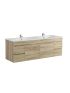 1500MM White Oak MDF Bathroom Vanity 4 Side Drawers 2 Middle Doors Wall Hung Cabinet Only