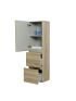 1350MM White Oak MDF Cabinet 2 Drawers 1 Door Wall Hung Tall Boy Tall Storage Cabinet