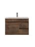 750MM Dark Oak MDF Bathroom Vanity Right Drawers Wall Hung Cabinet Only