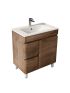 750MM Dark Oak MDF Bathroom Vanity Left Drawers Free Standing Cabinet Only