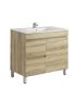 750MM White Oak MDF Bathroom Vanity Left Drawers Free Standing Cabinet Only